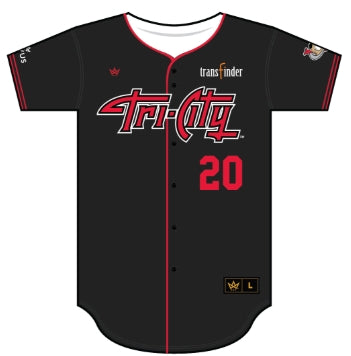 ValleyCats Full Button-Down Black Jersey